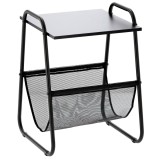 Masuta laterala cu suport reviste 40x40x55 cm, metal si lemn, negru Household NewTrend