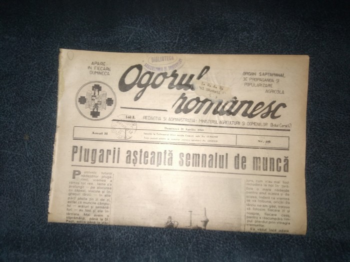 REVISTA OGORUL ROMANESC 21 APRILIE 1940