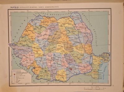 Atlas geografic școlar &amp;ndash; Editura Didactică și Pedagogică 1968 &amp;ndash; hărți color Rom&amp;acirc;nia &amp;ndash; tiraj 1971 foto