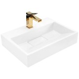Lavoar blat baie REA GOYA 50 cm, montaj pe blat/suspendat, alb, design modern, rezistent la zgarieturi, din conglomerat