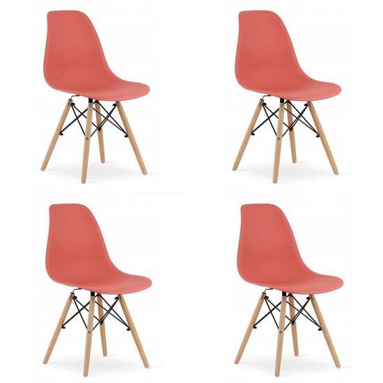 Set 4 scaune stil scandinav, Artool, Osaka, PP, lemn, vermilion, 46x54x81 cm GartenVIP DiyLine