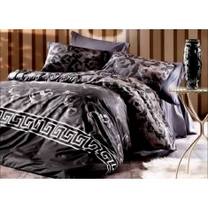 Lenjerie de pat pentru o persoana cu husa elastic pat si fata perna dreptunghiulara, Versace, bumbac ranforce, gramaj tesatura 120 g/mp, multicolor