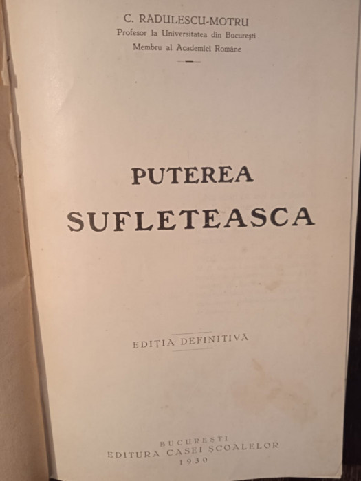 PUTEREA SUFLETEASCA- C. RADULESCU-MOTRU