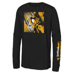 Pittsburgh Penguins tricou cu măneci lungi pentru copii Half &amp;amp; Half Ls Ctn black - Dětsk&eacute; S (6 - 8 let)