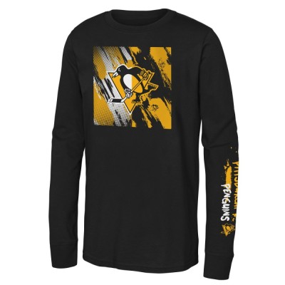 Pittsburgh Penguins tricou cu măneci lungi pentru copii Half &amp;amp;amp; Half Ls Ctn black - Dětsk&amp;eacute; L (11 - 12 let) foto