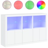 Servanta cu lumini LED, alb, 162x37x100 cm