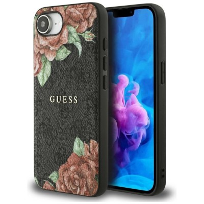 Husa originala Guess iPhone 16e Hardcase 4G Flower Print MagSafe, negru, GUHMPSE4P4ROPEMCK foto