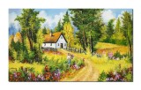 Cumpara ieftin Tablou pictat manual living, La bunci, amintiri din copilarie, 100x60cm ulei pe panza, gata de agatat pe perete