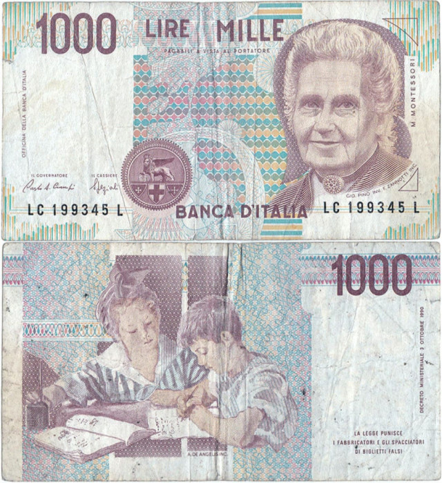 1993 (10 III), 1.000 lire (P-114a.3) - Italia!