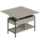 HOMCOM Masă de cafea rabatabilă și extensibilă, masă de living cu compartiment ascuns și rafturi deschise, 98x49x55cm, gri | Aosom Romania