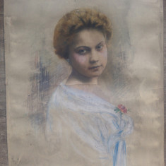 Portret de domnisoara// Foto N. Buzdugan, semnat, 1923, cu interventii plastice