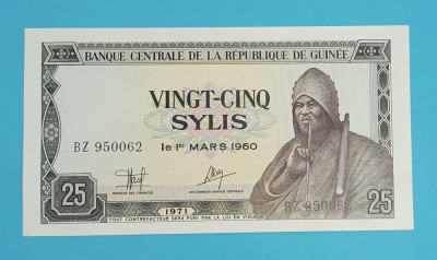 Guineea 25 Sylis 1971 &amp;#039;Behanzin&amp;#039; UNC serie: BZ 950062 foto