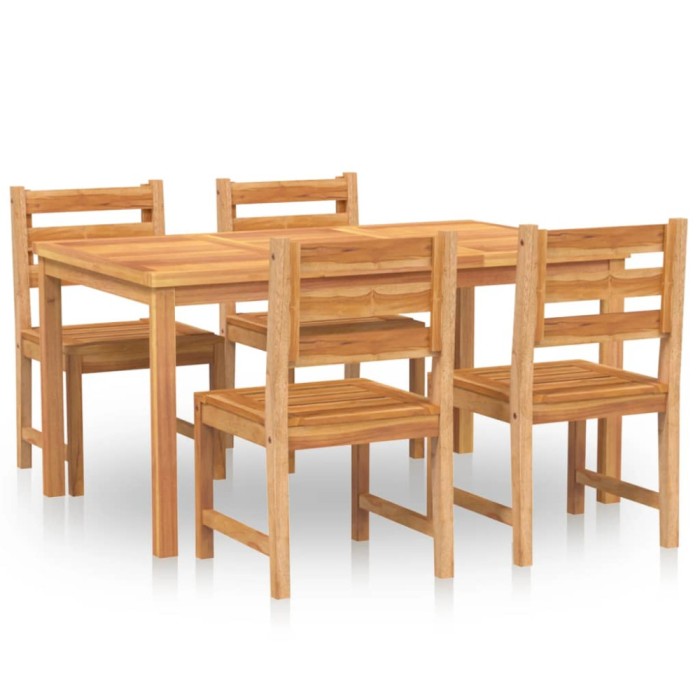 Set de sufragerie de gradina, lemn masiv de tec, 5 piese