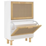 Cumpara ieftin Pantofar, alb, 52x25x80 cm, lemn prelucrat si ratan natural