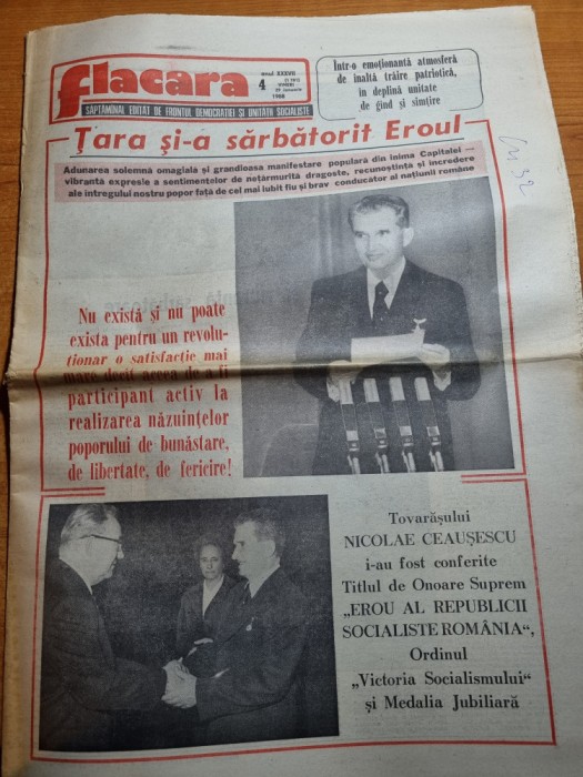 flacara 29 ianuarie 1988-orasul roman,ziua de nastere ,cuvantarea lui ceausescu