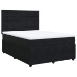 Cumpara ieftin Pat box spring cu saltea, negru, 140x200 cm, catifea
