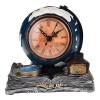 Ceas de Masa Glob Pamantesc Vintage, 15cm, Albastru, Rasina, Quartz, Analogic, cu Baterie AA, Cifre Arabe