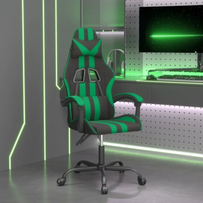 vidaXL Scaun de gaming pivotant, negru și verde, piele ecologică 349522 foto