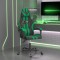 Scaun de gaming pivotant, negru și verde, piele ecologică
