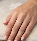 Cumpara ieftin Inel Wishbone din Argint 925 Placat cu Aur Aurora Jewelry , Model A n V Pavat cu Cristale