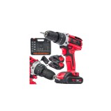 Masina de gaurit, filetanta cu acumulatori led, 2 Ah 20V 37 Nm, percutie, Red Technic