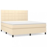 Cumpara ieftin Pat continental cu saltea, crem, 180x200 cm, textil