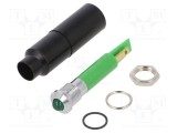 Lampă LED convexă verde 230VAC &Oslash;8,2mm IP67 SIGNAL-CONSTRUCT