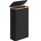 Cos de rufe slim SONGMICS, 65L, cu capac si sac detasabil, negru