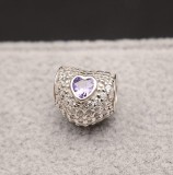 Talisman Din Argint Inimioara Mov- CHA1039, Argintboutique