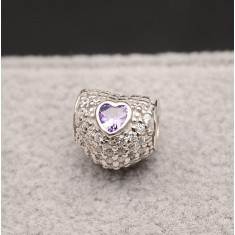 Talisman Din Argint Inimioara Mov- CHA1039