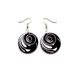 cercei lemn alb negru 45810