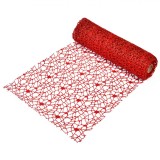 Tesatura Decorativa Craciun, Plasa, Rola, Culoare Rosu, Material Poliester, Dimensiuni 5m x 24cm, Glitter, Oem
