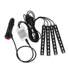 Lumini Ambientale auto interior LED 12 SMD RGB cu telecomanda Wireless, reglabil