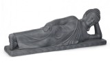 Cumpara ieftin Figurina Buddha fibra sticla gri antracit 121x23.5x41.5 cm