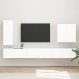 Cumpara ieftin Set Dulap pentru Televizor Montat pe Perete 6 buc. Alb lucios