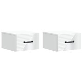 vidaXL Dulap de noapte suspendat cu sertar 2 pcs Alb 34,5 x 33 x 20 cm 898596