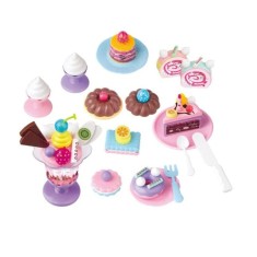 Set de deserturi, prajituri, dulciuri si inghetate de jucarie,18 accesorii, multicolor