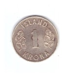 Moneda Islanda 1 krona 1959, stare buna, curata