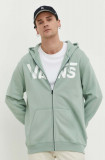 Vans hanorac de bumbac barbati, culoarea verde, cu glugă, cu imprimeu