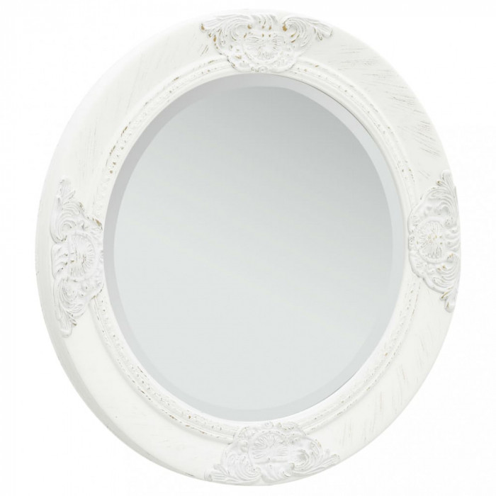 vidaXL Oglindă de perete &icirc;n stil baroc, alb, 50 cm