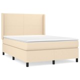 Cumpara ieftin Pat box spring cu saltea, crem, 140x200 cm, textil