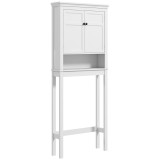 HOMCOM Dulap deasupra toaletei cu 2 uși și raft deschis, bară inferioară, 70x20x175 cm, alb | Aosom Romania