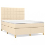 Cumpara ieftin Pat continental cu saltea, crem, 140x200 cm, material textil