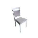 Scaun tapitat de living si bucatarie, KL Oman din lemn masiv, stofa,120 kg, 44x50x90 cm, alb/gri