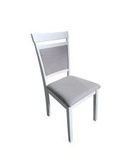 Scaun tapitat de living si bucatarie, KL Oman din lemn masiv, stofa,120 kg, 44x50x90 cm, alb/gri