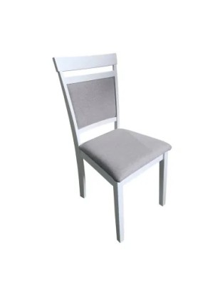 Scaun tapitat de living si bucatarie, KL Oman din lemn masiv, stofa,120 kg, 44x50x90 cm, alb/gri foto