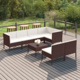 vidaXL Set mobilier de grădină cu perne, 8 piese, maro, poliratan 3094391