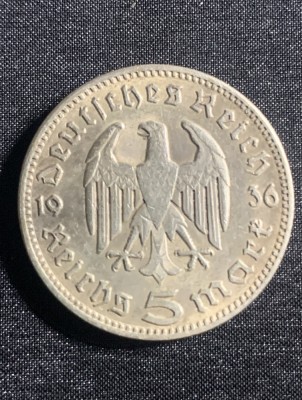 Moneda argint 5 reischsmarci 1936E foto