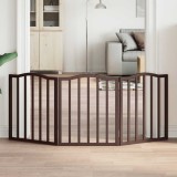 vidaXL Poartă de c&acirc;ini pliabilă 3 panouri stejar maro 150 cm lemn plop