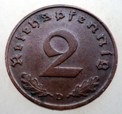 2.827 GERMANIA 2 REICHSPFENNIG 1938 D foto